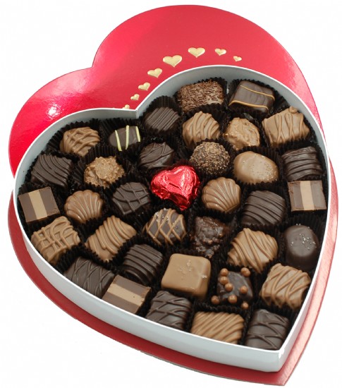 Chocolate Assortment in Red Heart Box 1 lb. | Munsons Chocolates