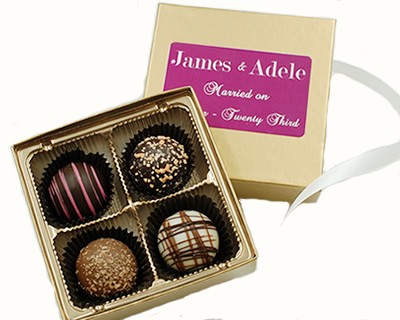 4 Piece Gourmet Truffle Assortment with Custom Label