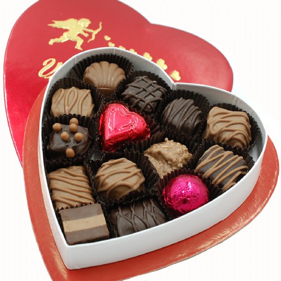 Chocolate Assortment In Red Heart Box 6 Oz Munsons