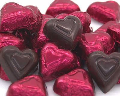 Dark Chocolate 72% Foiled Hearts