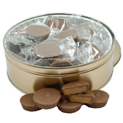 Milk Chocolate Peanut Butter Cup Tin With Logo (individually wrapped)