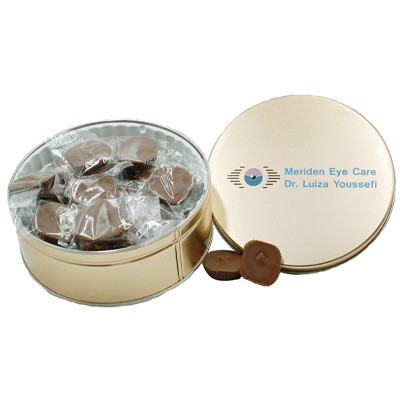 Milk Chocolate Peanut Butter Cup Tin With Logo 14 oz. (individually wrapped)
