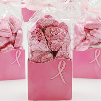 American Cancer Pink Foiled Hearts 8 oz