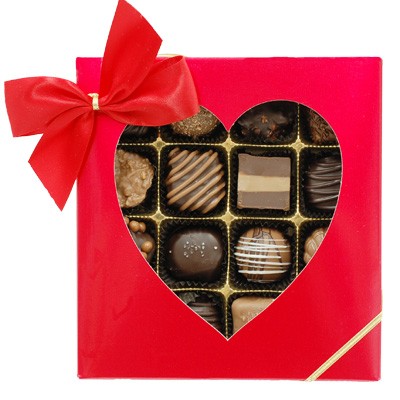 Chocolate Assortment in Red Box with Heart Window 7 oz.