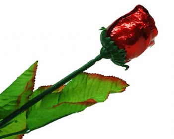 Long Stem Milk Chocolate Rose in Red Foil