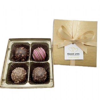 4 Piece Gourmet Truffle Box with Custom Tag