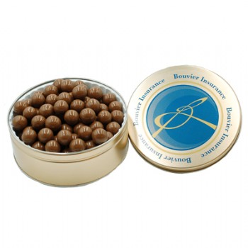 Milk Chocolate Malted Ball Tin With Logo 24 oz.