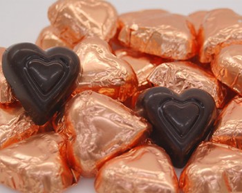 Dark Chocolate Bronze Foiled Mini Hearts