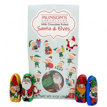 Milk Chocolate Mini Foiled Santa & Elves Tote 8 oz
